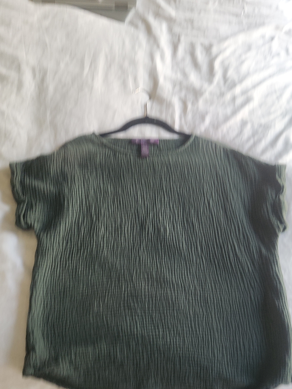 Gloria Vanderbilt Olive Green Short-Sleeve Textured Top